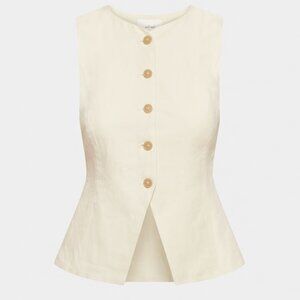 Aritzia Regal Vest Japanese Crepe Button Up in Birch - Women's Size 2